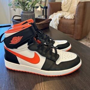 Air Jordan 1 High FlyEase Sneakers - Black and Orange “Shattered Backboard”